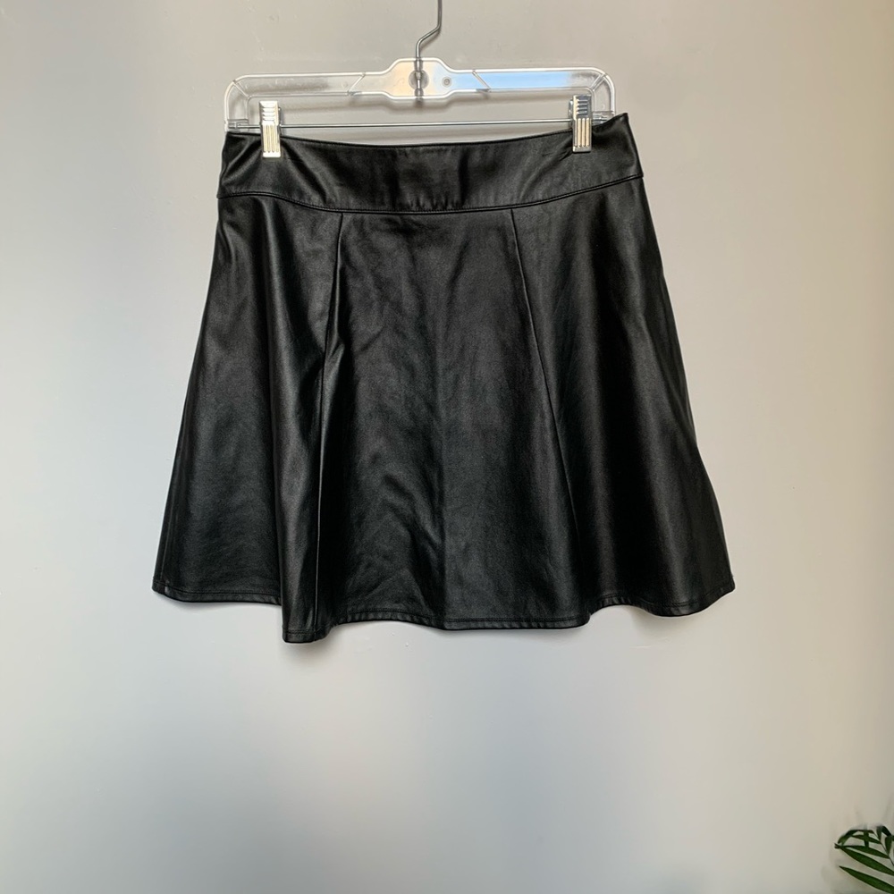 Faux Leather Black Skater Skirt ⚡️